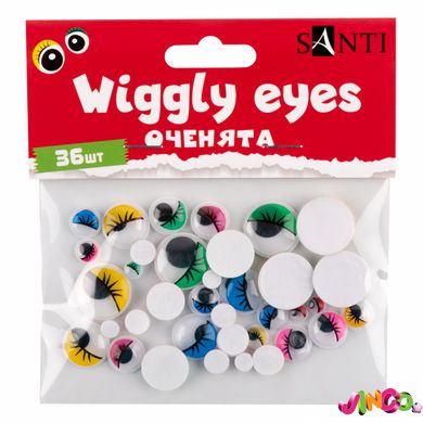 Оченята SANTI самоклеючі з віями, кольорові, асорті, 36 шт. уп., 954653