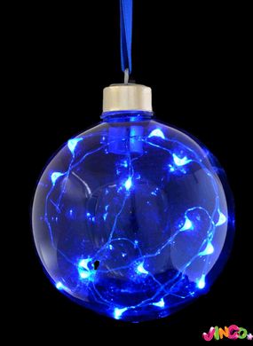 972733 Куля d-10 см, синій, з LED-ниткою, 15 лампочок, сині, серебрян. дріт.