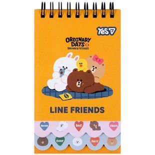 Блокнот Yes 85x142/60 подв. спіраль "Line Friends Team " з 2 фігурними ярусами (152160)