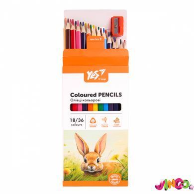 Олівці кольорові Yes 18/36 кольори"Orange Line" з точилкою (290752)