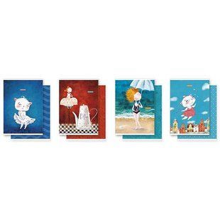 A5-2x040-566 Зошит загальний "TwinBook", скоба, комплект 2хА5 40арк., у клітинку без лініювання, кремовий блок, 70г м2, картон, ВД-лак, Student