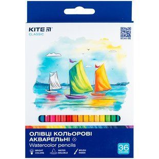 Олівці кольорові акварельні, 36 шт., Kite Classic (K-1052)