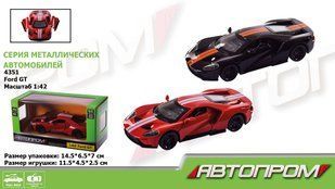 Машина мет. АВТОПРОМ арт. 4351 2 кольори 1:42 Ford GT,відкр..двері, короб. 14,5*6,5*7см