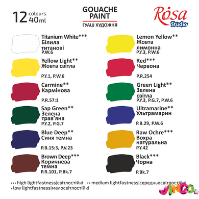 Набір гуашевих фарб CLASSIC 12х40мл special box ROSA Studio
