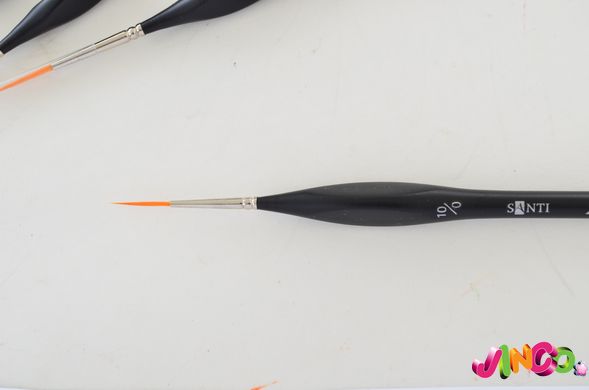 Художній пензель, синтетика "Santi Sensation", коротка вигнута ручка, лайнер, №10/0 (310755)