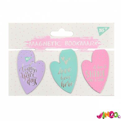Закладки магнитные YES "Hearts", фольга, 3шт (706993)