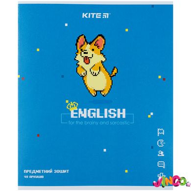 Тетрадь предметная Kite Pixel K21-240-10, 48 листов, линия, английский язык, принт
