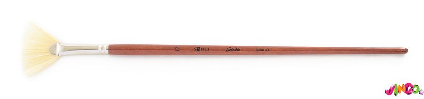 Художній пензель, щетина "Santi Studio", довга ручка, віялова, №12 (310731)