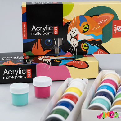 Набір акрилових фарб, ColorCat, матові, 18 ? 10 мл, Arteo (322112009)