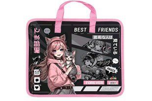 13212 Тека пластикова з текстильними ручками KIDIS, Anime Girls 12шт уп