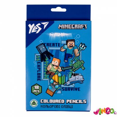 290715 Олівці кольорові YES 18 кол. "Minecraft"