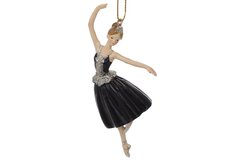K07-222 Декоративна фігурка на підвісі Балерина, 12см, колір - чорний з шампанню