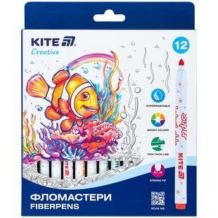 Фломастери Kite, набір 12шт, Kite Creative Superwashable (K-1152)