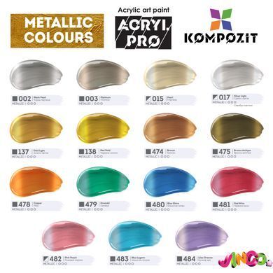 Фарба художня Серія "Металік" Acryl PRO ART Kompozit 75 мл, 138 червоне золото, 138 червоне золото
