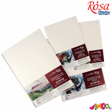 Бумага для акварели, пакет, А3 (29,7х42см), 10л, Мелкое зерно, 200г м2, ROSA Studio (16921004)
