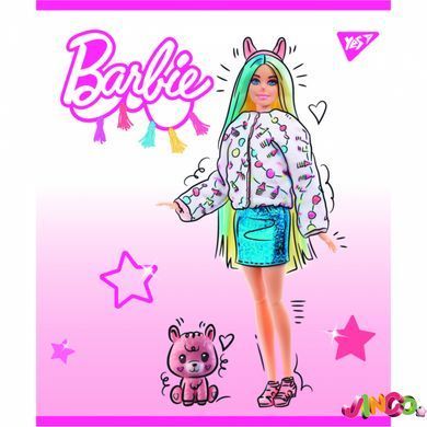 766803 Зошит для записів А5 12 лін. YES Barbie мат. ВДЛ+глітер