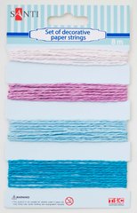 952039 Набір шнурів паперових декоративних, 4 кольори, 8м Уп., Рожево-блакитний