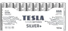 Лужні батарейки TESLA Batteries 1.5V AАA / LR03 SILVER+;блистер-10шт. в упаковці