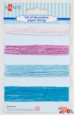 Набір шнурів паперових декоративних, 4 кольори, 8 м/уп, рожево-блакитний (952039)