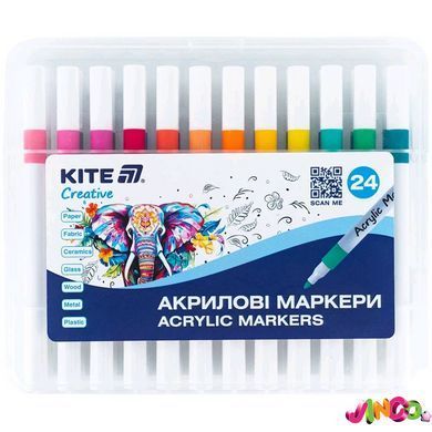 Маркери акрилові, набір 24шт, Kite Creative, K-1157