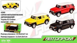 Машина мет. АВТОПРОМ арт. 4305, 1:43 TOYOTA FJ CRUISER, 3 кольор., відкр.двері, короб.14,5*6,5*7см