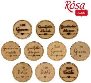 281326 Заготовки значки &bdquo;Wedding 1 , фанера, 4см, 10шт, ROSA TALENT