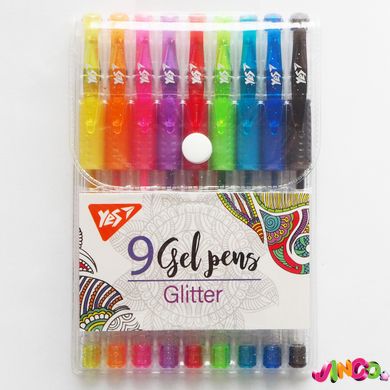 Набір гелевих ручок YES Glitter 9 шт., 420431