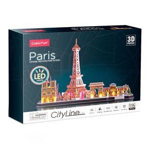 L525h ТРИВИМIРНА ГОЛОВОЛОМКА-КОНСТРУКТОР CITY LINE З LED ПІДСВІТКОЮ ПАРИЖ , L525h