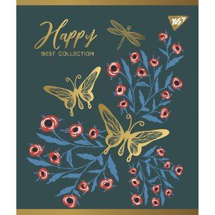 Зошит для записів А5/96 клітинка, YES "Happy" мат. ВДЛ+ УФ-виб+Pantone Gold
