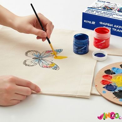 Фарби акрилові для тканини Kite Creative (K-276), 12 кольорів, 20 мл