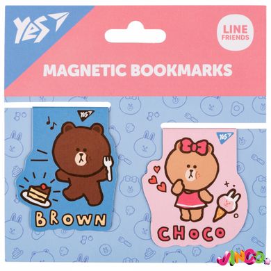 708106 Закладки магнитные Yes "Line Friends Brown and Choco", 2шт