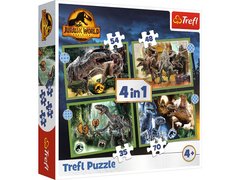 34607 Пазли - (4в1) - Загрозливі динозаври Світ динозаврів Trefl