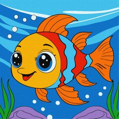 KHO6199 Набор для росписи по номерам для детей "Мечтающая рыбка" 25х25см