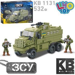 Конструктор KB 1131 військовий, машина, фігурка, 532дет, в кор-ці, 32-22-6см