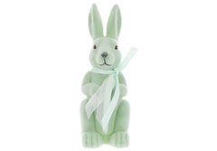 113-171 Фігурка декоративна Кролик з бантом, з флоковим напиленням 6 18см, колір - зелений Тіффані