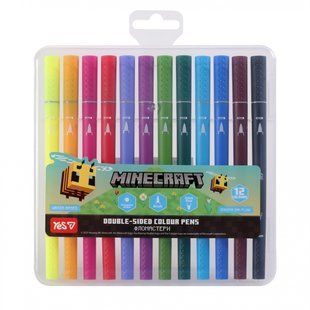 Фломастери двосторонні Yes 12 кольорів "Minecraft.Spring" (650596)