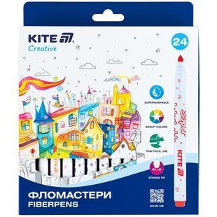 Фломастери Kite, набір 24шт, Kite Creative Superwashable (K-1153)