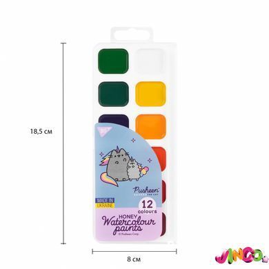 Фарби акварельні Yes Pusheen 12 кольорів медові б/п (110275)