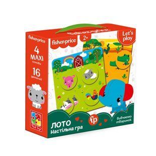 VT2910-01 Гра настільна "Fisher Price. Лото. Вивчаємо тваринок" в коробці VT2910-01(укр)