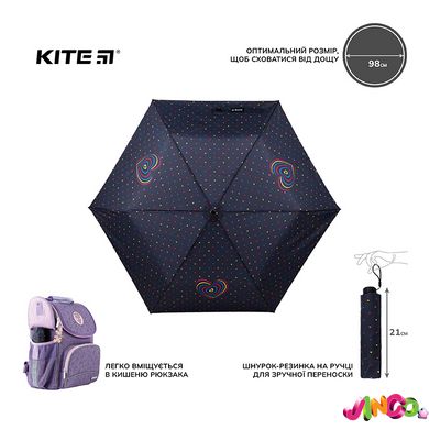 Зонтик Kite детский 2999-2 Hearts, чорний, рожевий