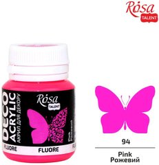 Краска акриловая ова, Розовая, флуоресцентная, 20мл, ROSA TALENT 323060194