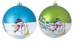 N1- 1001S2010- 4SN- GR Куля зі Сніговиком, d=10см, виріб для новорiчних та рiздвяних свят, ялинкова пр