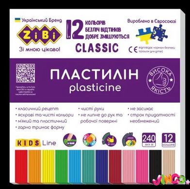 ZB.6233 Пластилин CLASSIC 12 цветов, 240г, KIDS Line