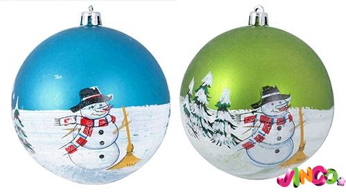 N1- 1001S2010- 4SN- GR Куля зі Сніговиком, d = 10 см, виріб для новорічних і різдвяних