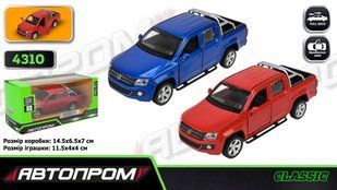 Машина мет. АВТОПРОМ арт.4310,1:46 Volkswagen Amarok, 2 кольори, відкр.двері,в коробці 14,5*6,5*7 см