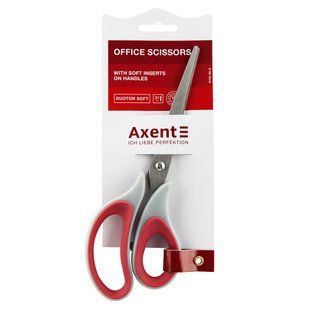 Ножиці AXENT Duoton Soft, 21 см, сіро-червоні