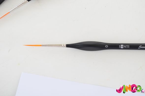 Художній пензель, синтетика "Santi Sensation", коротка вигнута ручка, лайнер, №0 (310761)