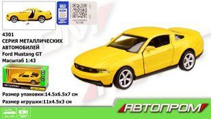 Машина мет. АВТОПРОМ арт. 4301, 1:43 FORD MUSTANG GT, відкр.двері, короб.14,5*6,5*7см