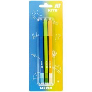 K26-350-2 3BL Ручка гелева пиши-стирай Color, синя, набір 3шт.