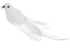 499-134 Декоративний птах на кліпсі 14см, колір - білий